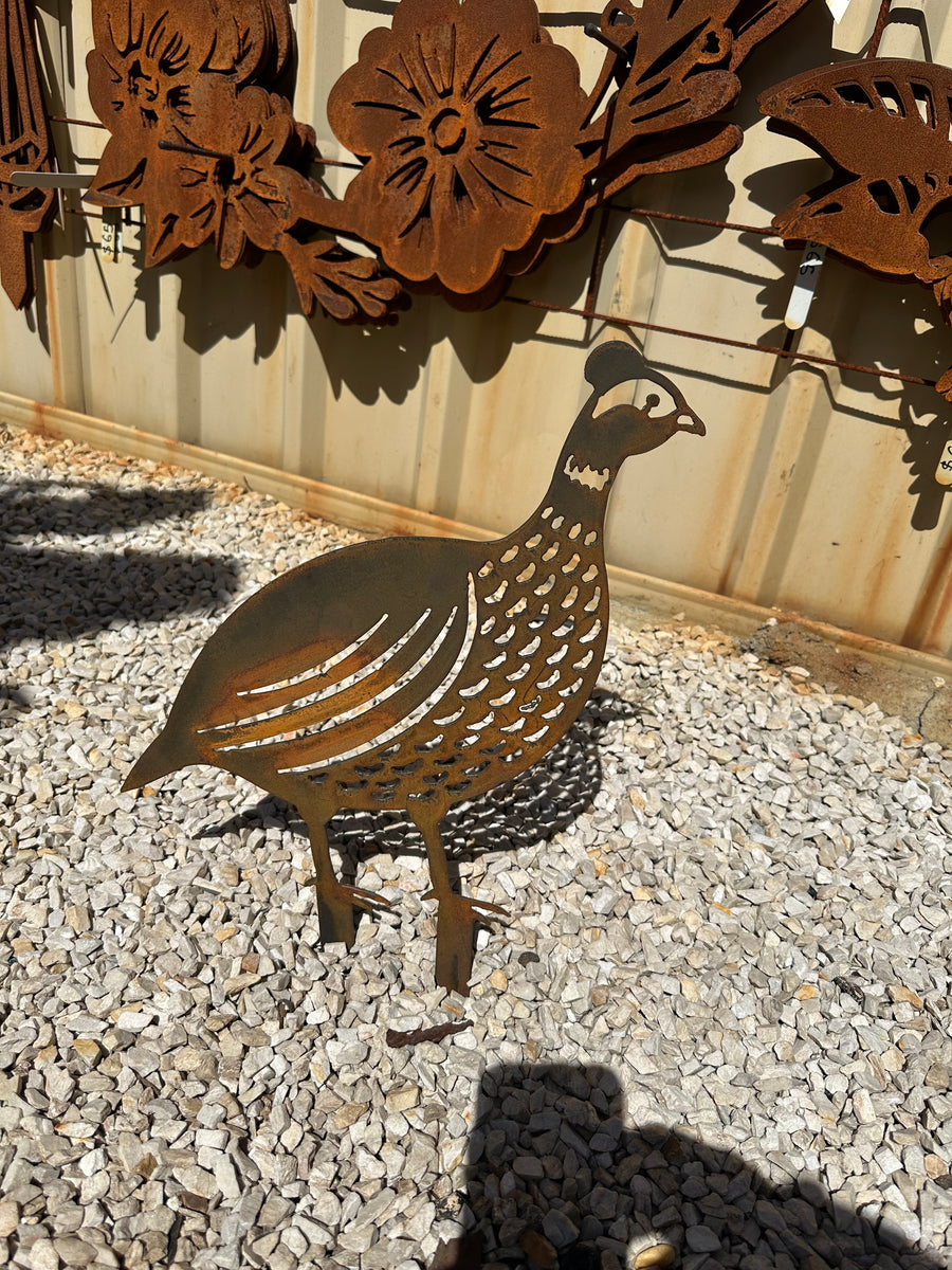 Guinea Fowl Metal Garden Art-Old n Dazed