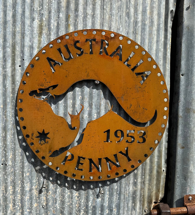 1953 Australian Penny Kangaroo Metal Wall Art