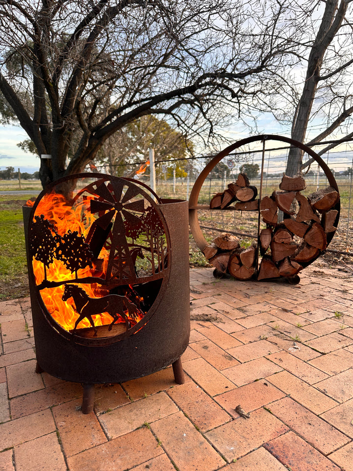 Horse Scene Round Fire Pit