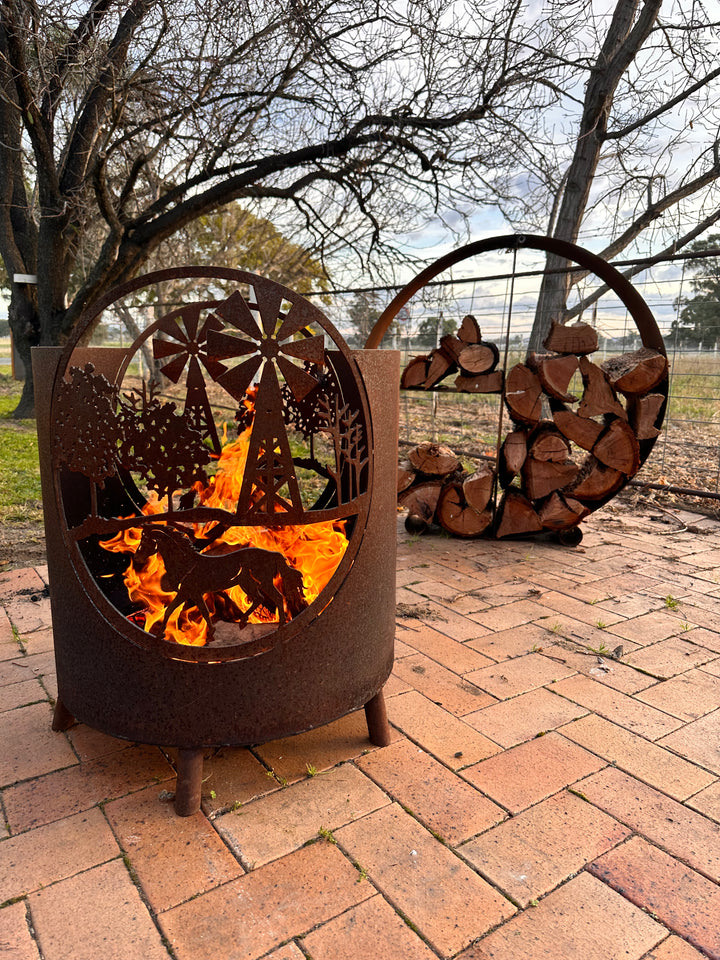 Horse Scene Round Fire Pit