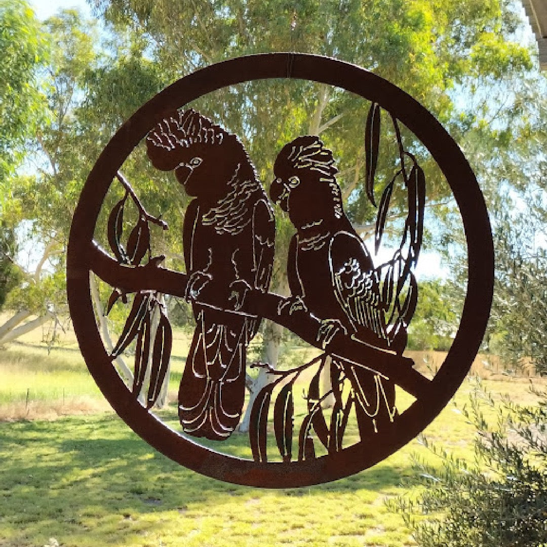 2 Black Cockatoo Round Wall Art
