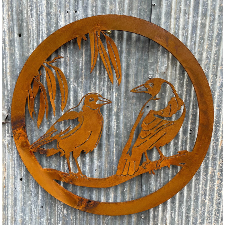 2 Magpies Round Wall Art-Old n Dazed