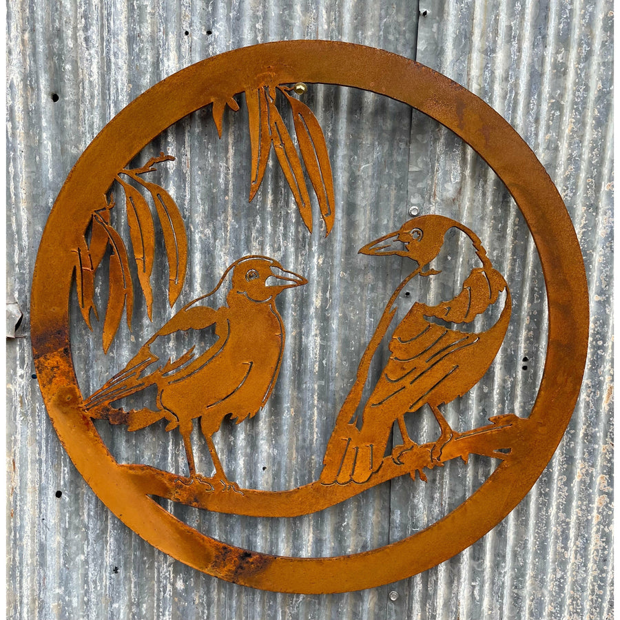 2 Magpies Round Wall Art-Old n Dazed