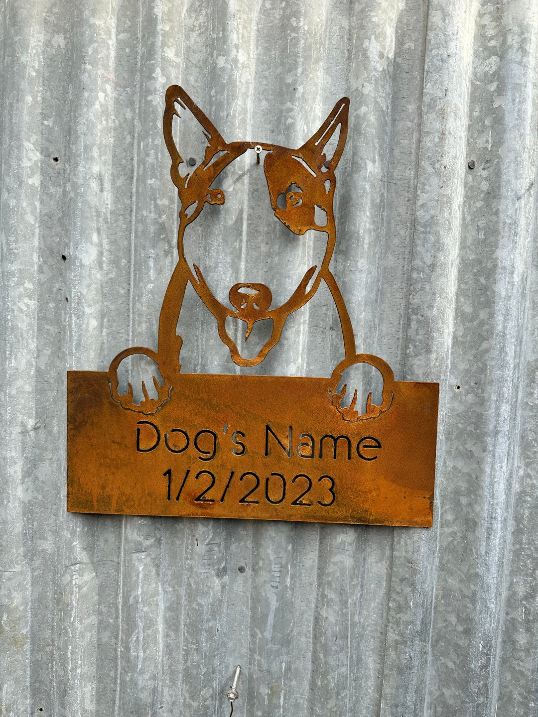 Bull Terrier - Dog Memorial Plaque - Metal Art-Old n Dazed