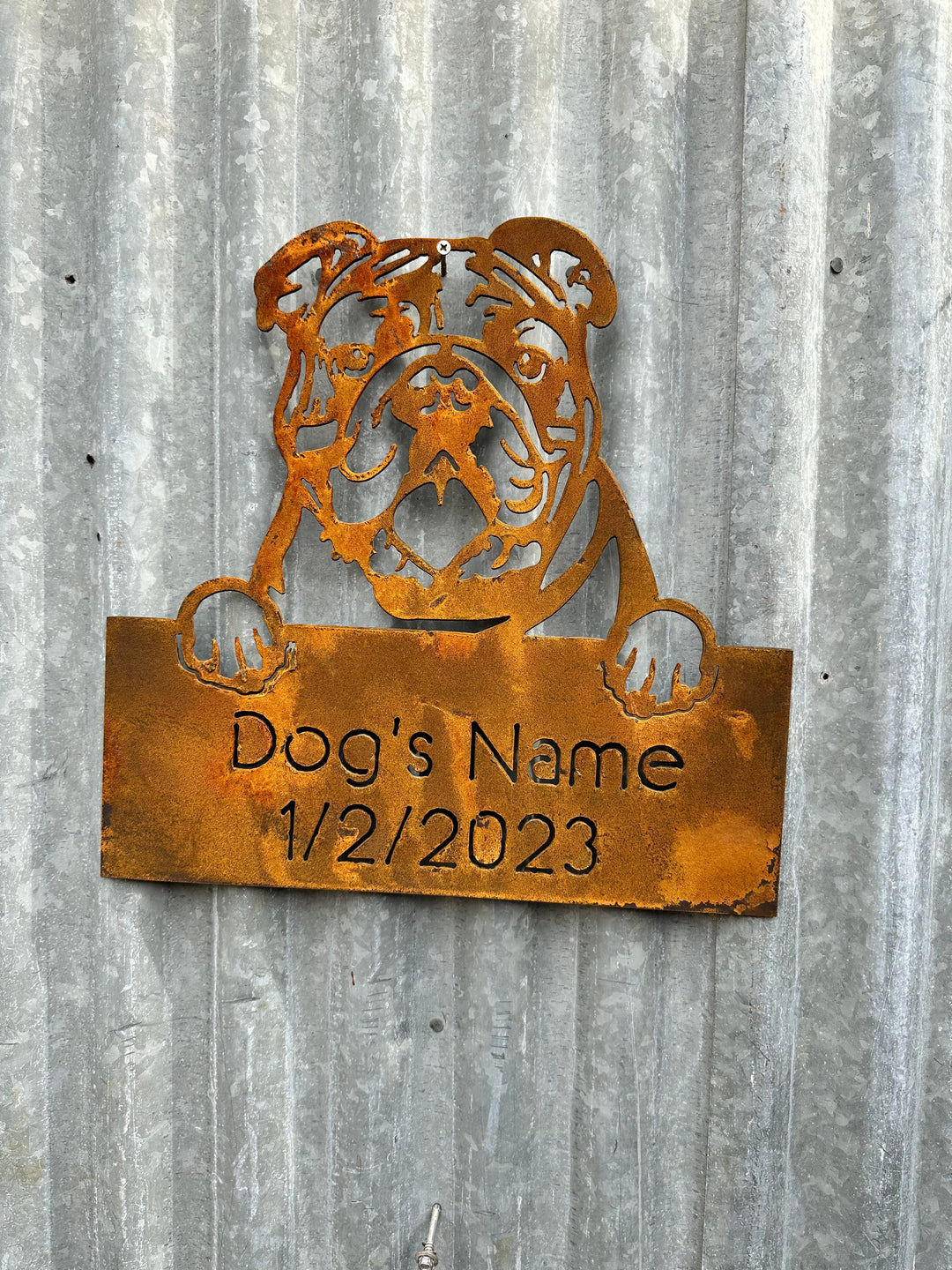 Bulldog - Dog Memorial Plaque - Metal Art-Old n Dazed
