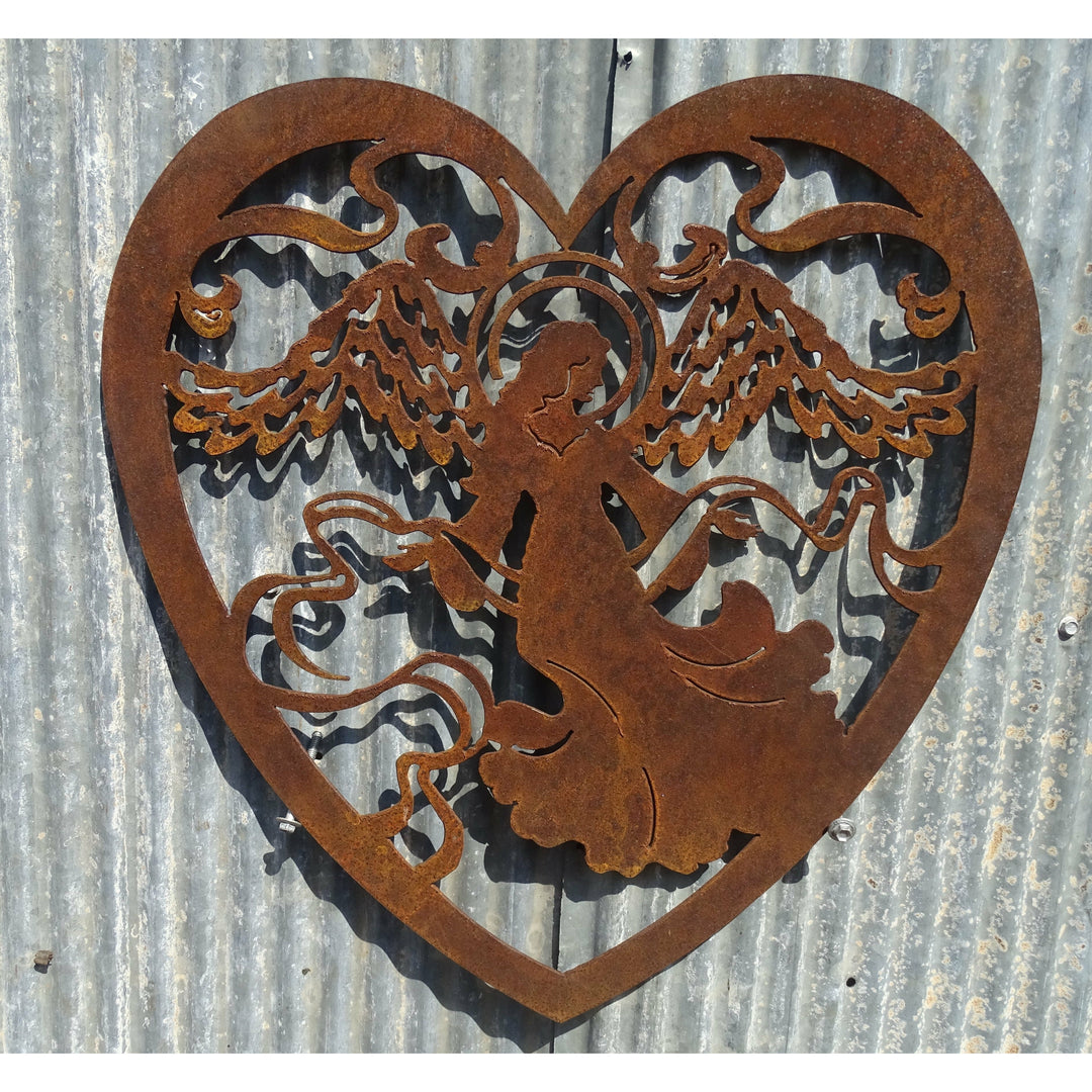 Angel Heart Metal Wall Art-Old n Dazed
