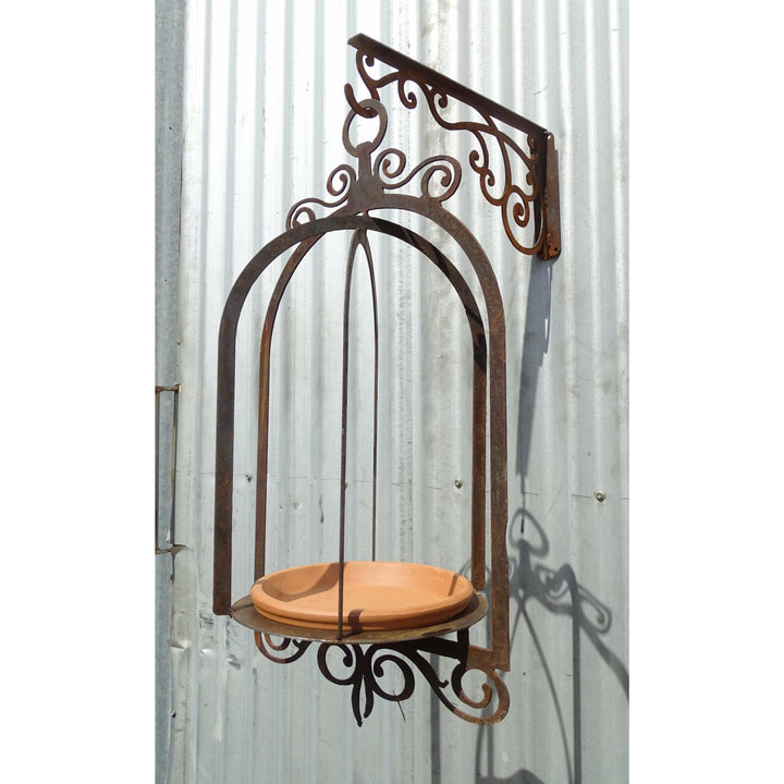 Bird cage Feeder / Bath Metal Garden Art-Old n Dazed