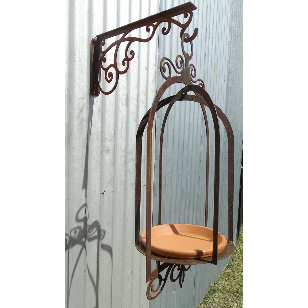 Bird cage Feeder / Bath Metal Garden Art-Old n Dazed