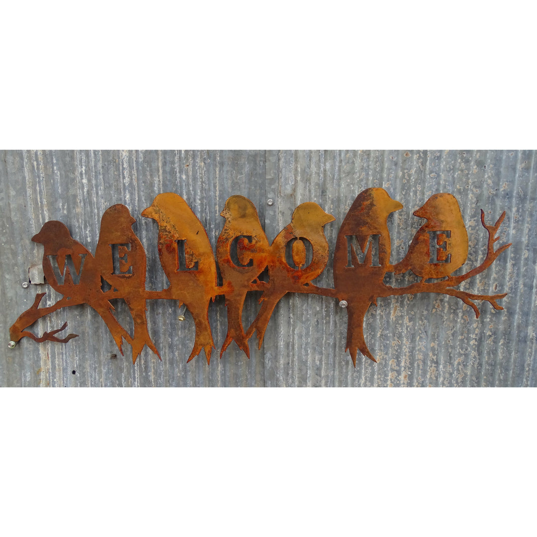 Birds WELCOME Metal Wall Art-Old n Dazed