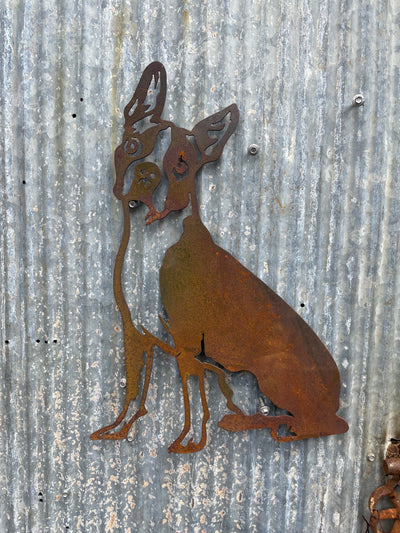 Boston Terrier Metal Wall Art - Dog Garden Art-Old n Dazed