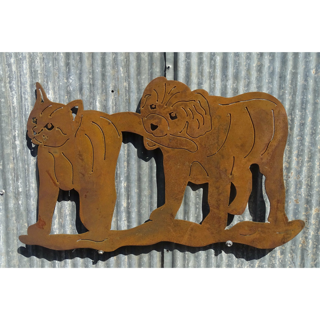 Cat & Dog Metal Wall Art-Old n Dazed