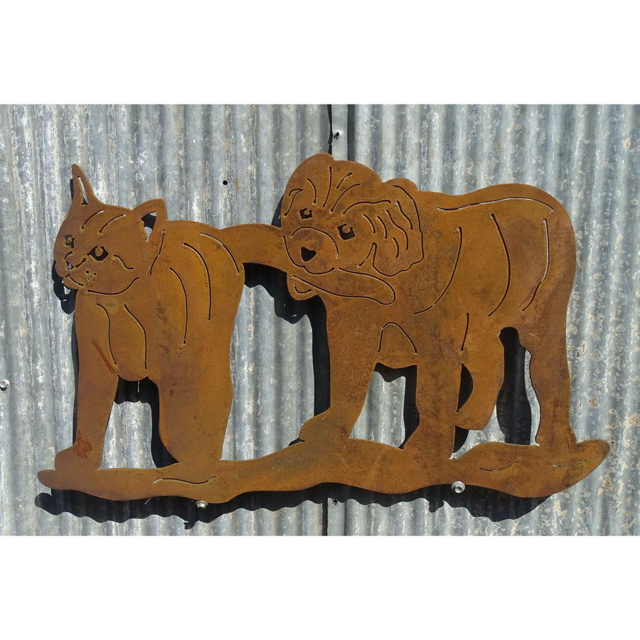 Cat & Dog Metal Wall Art-Old n Dazed