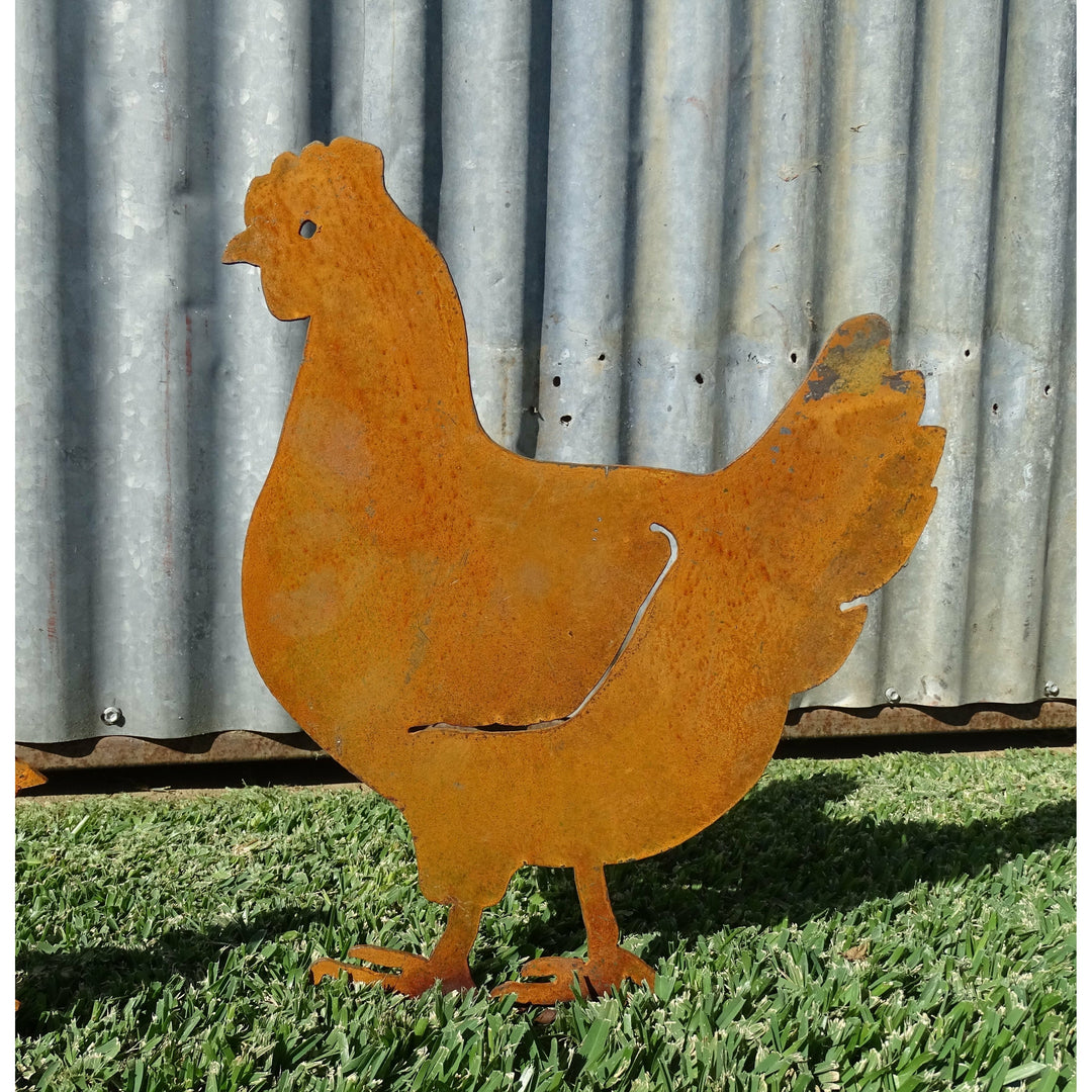 Chicken and/or Baby Chicks Metal Garden Art-Old n Dazed