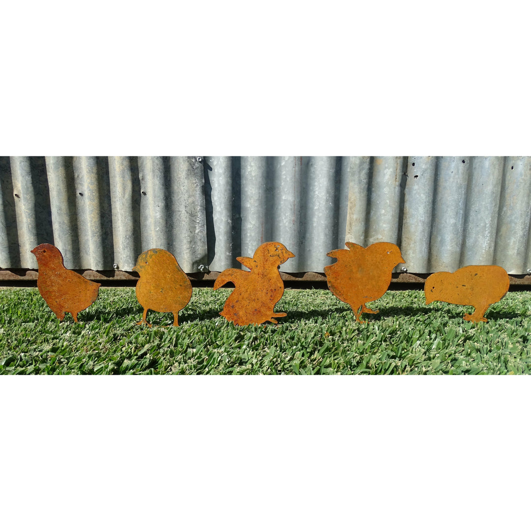 Chicken and/or Baby Chicks Metal Garden Art-Old n Dazed