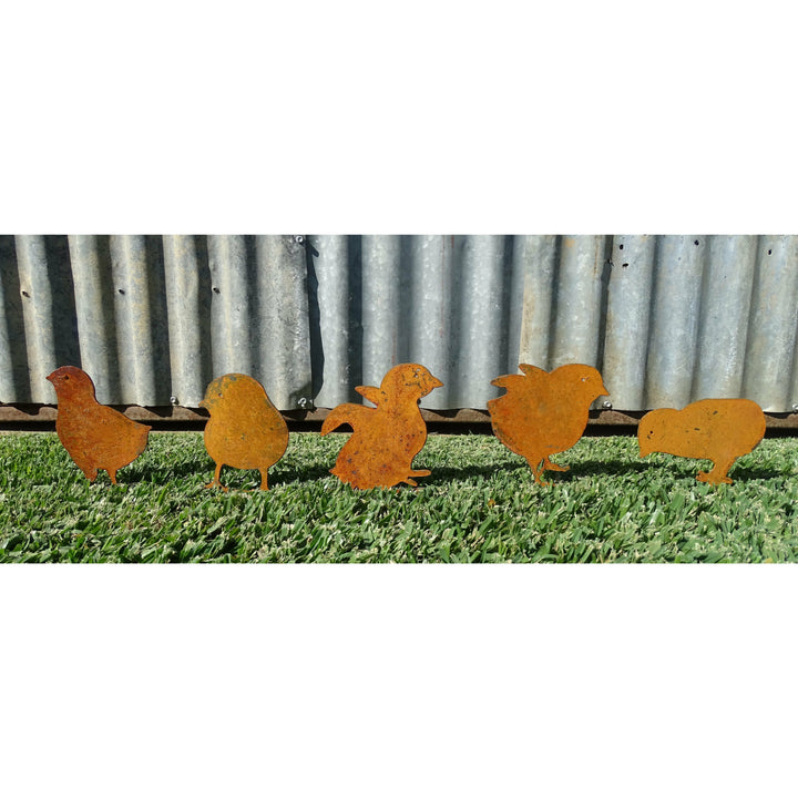 Chicken and/or Baby Chicks Metal Garden Art-Old n Dazed