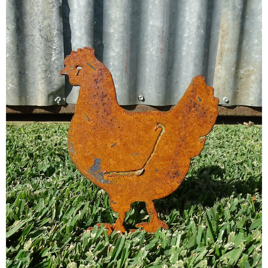 Chicken Metal Garden Art-Old n Dazed