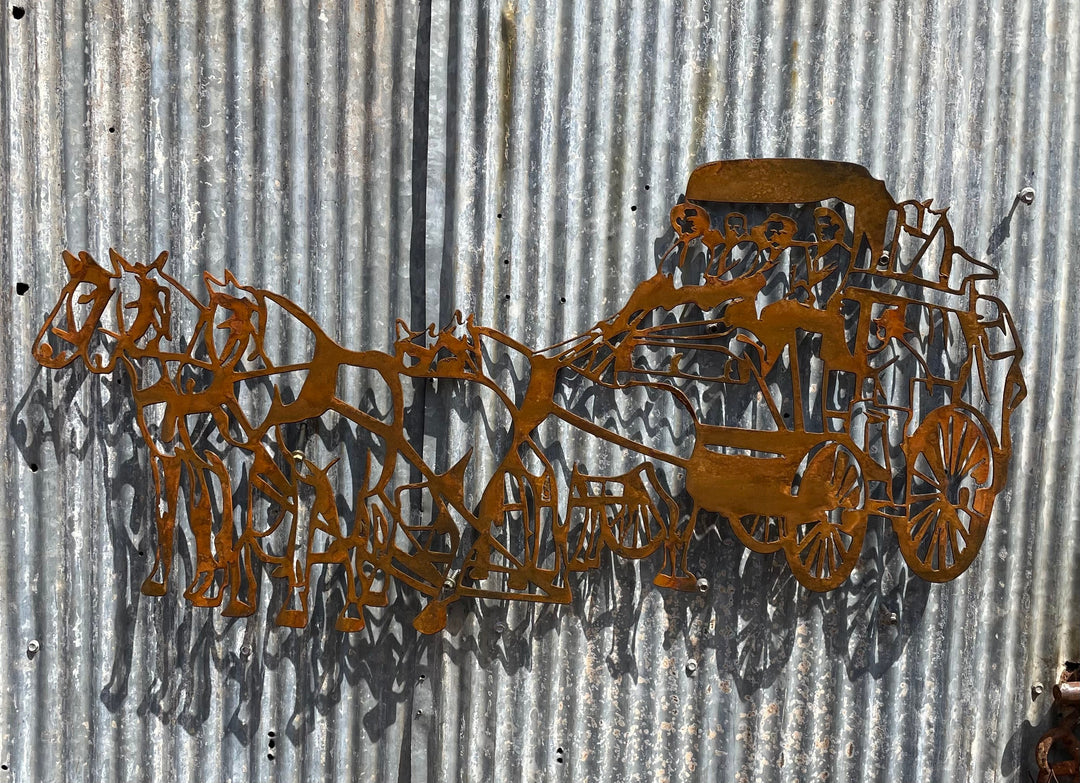 Cobb & Co Coach Horse and Cart Metal Wall Art-Old n Dazed