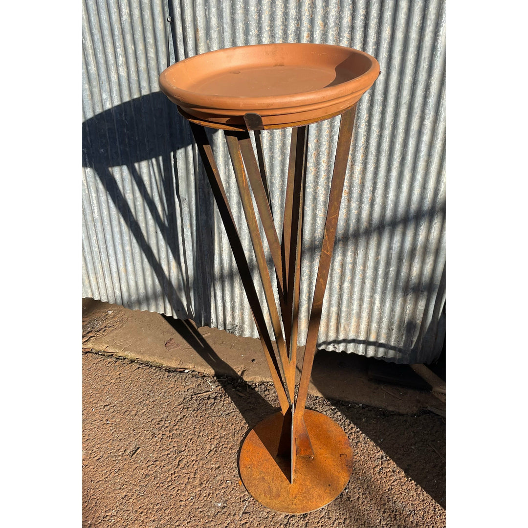 Contemporary Bird Bath Feeder Metal Garden Art-Old n Dazed