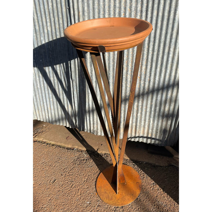 Contemporary Bird Bath Feeder Metal Garden Art-Old n Dazed