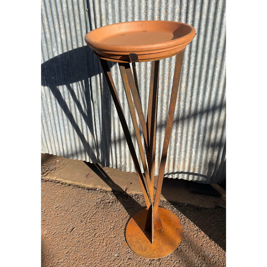 Contemporary Bird Bath Feeder Metal Garden Art-Old n Dazed