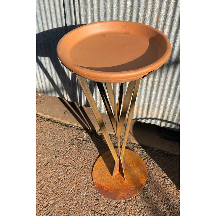 Contemporary Bird Bath Feeder Metal Garden Art-Old n Dazed