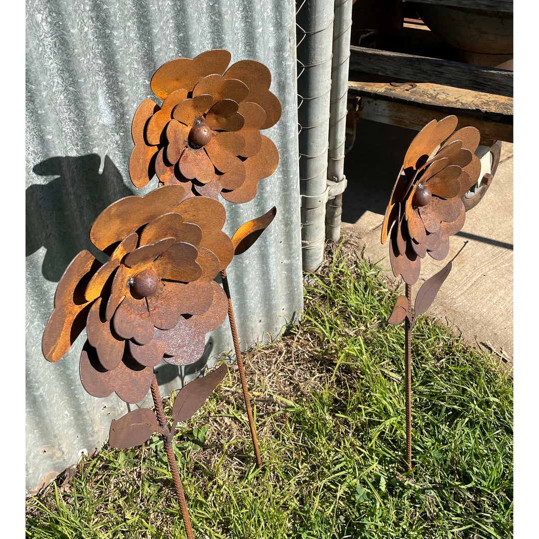 Cosmos Flower 1000mm tall Metal Garden Art-Old n Dazed