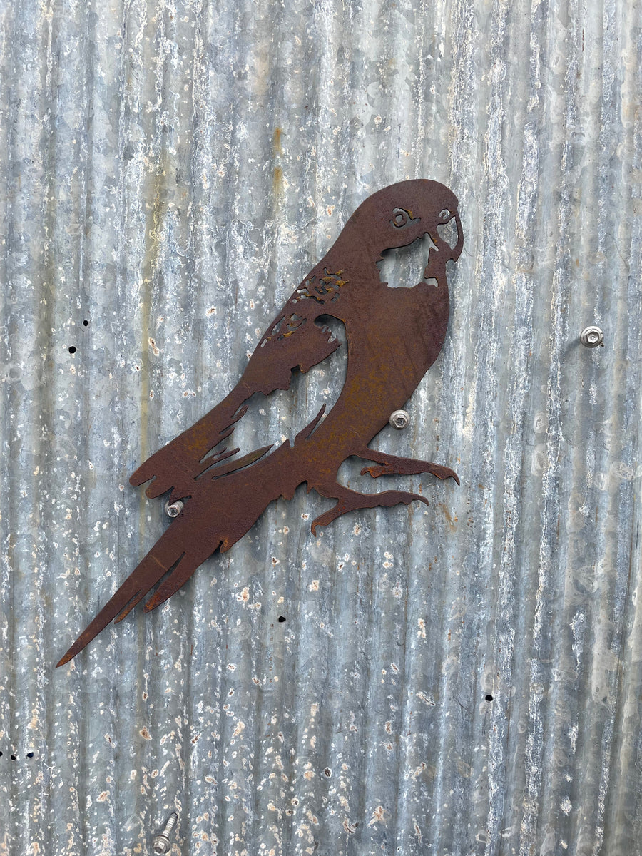 Crimson Rosella Metal Wall Art - Bird Garden Art-Old n Dazed