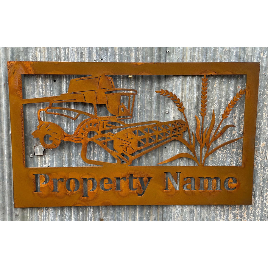 Custom Made Metal Farm Property Sign Header Wheat-Old n Dazed