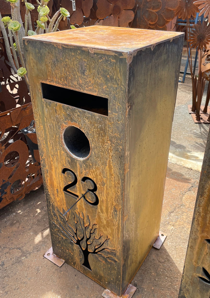 Custom Made Metal Mailbox Single square letterbox-Old n Dazed