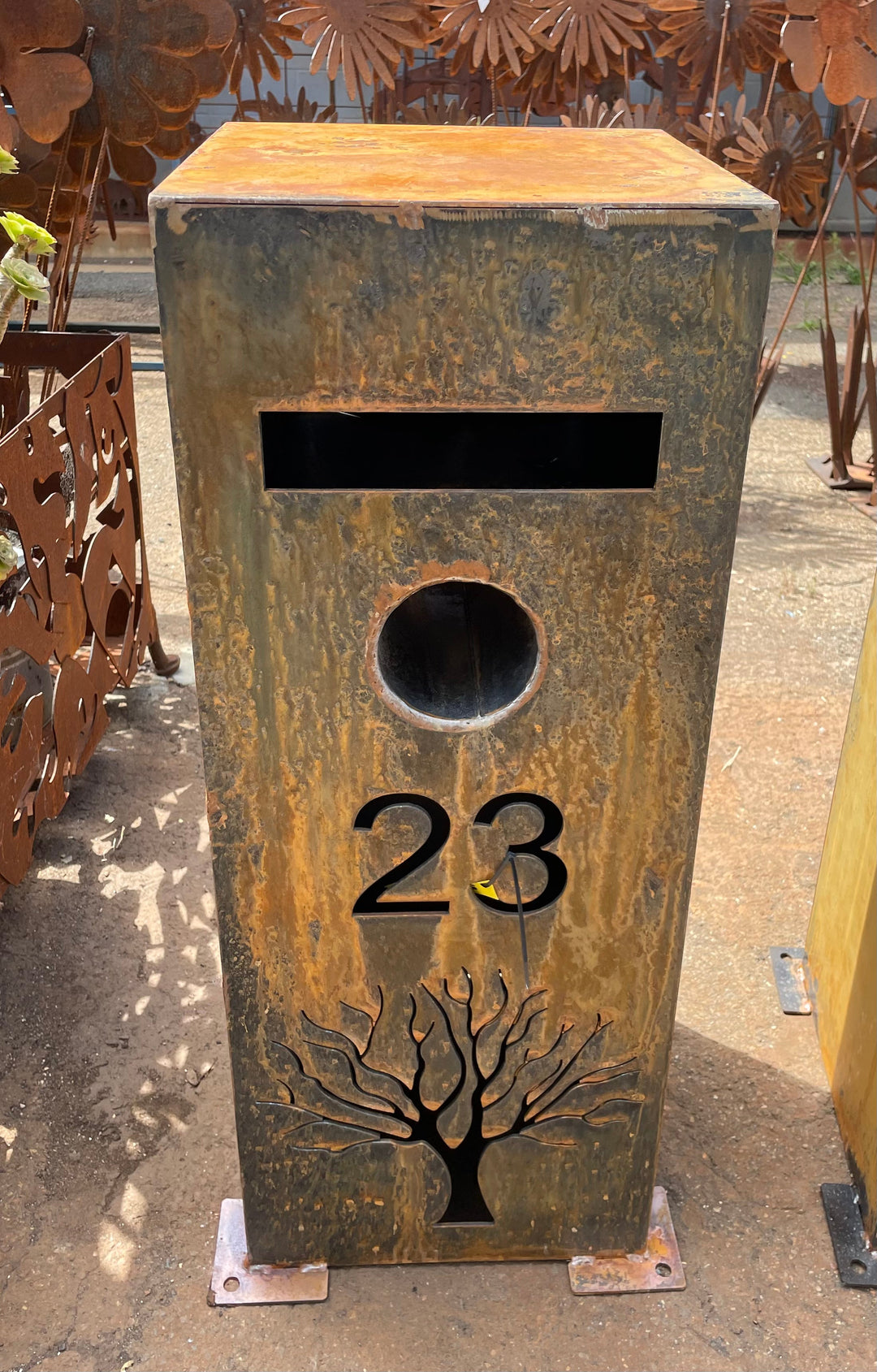 Custom Made Metal Mailbox Single square letterbox-Old n Dazed