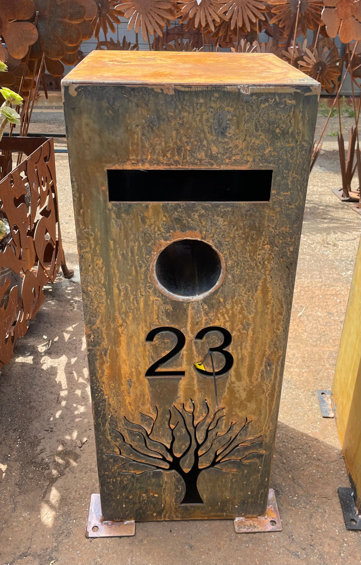 Custom Made Metal Mailbox Single square letterbox-Old n Dazed
