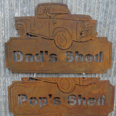 Dad's Shed Ute Pop's (custom wording available) Metal Wall Art-Old n Dazed