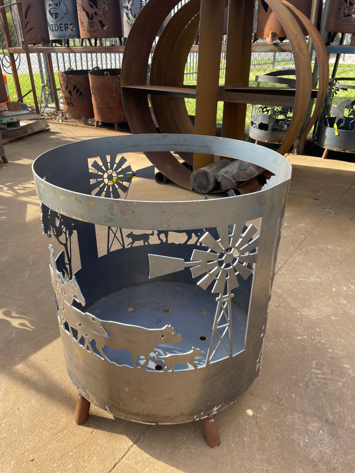 Drover with cattle Round Fire Pit-Old n Dazed
