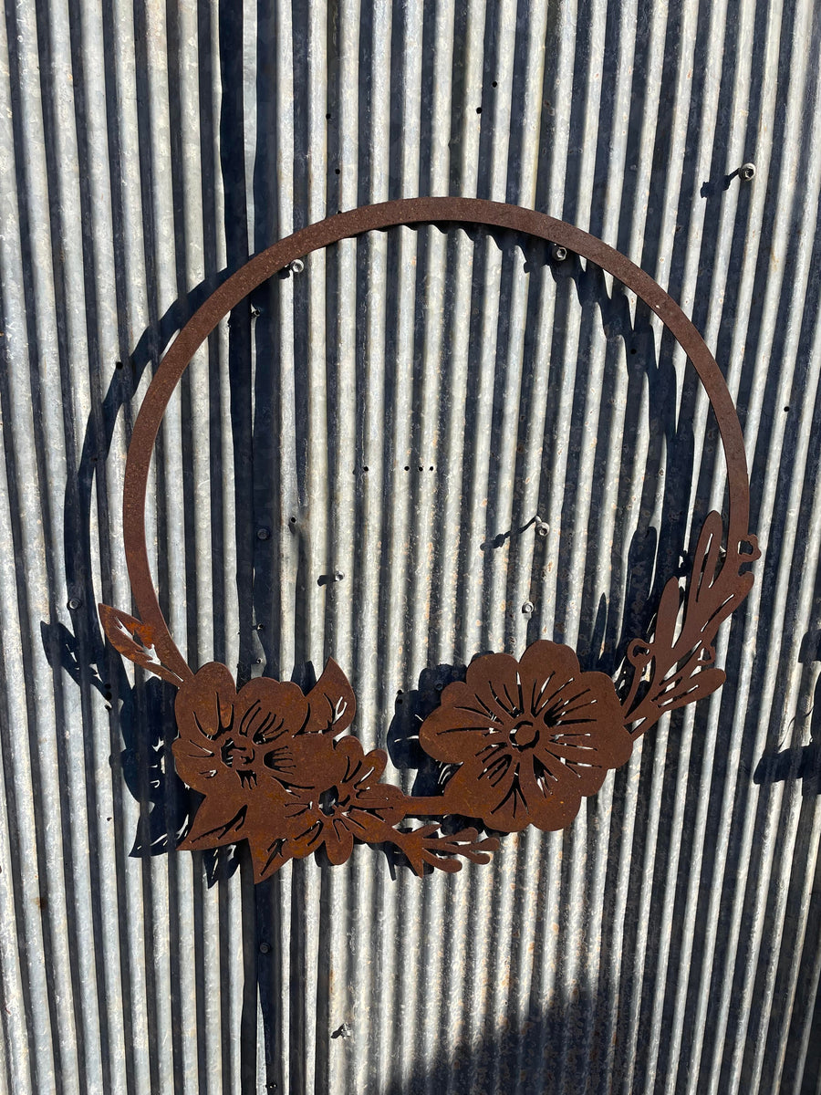 Flower Frame Circle Floral Metal Wall Art-Old n Dazed