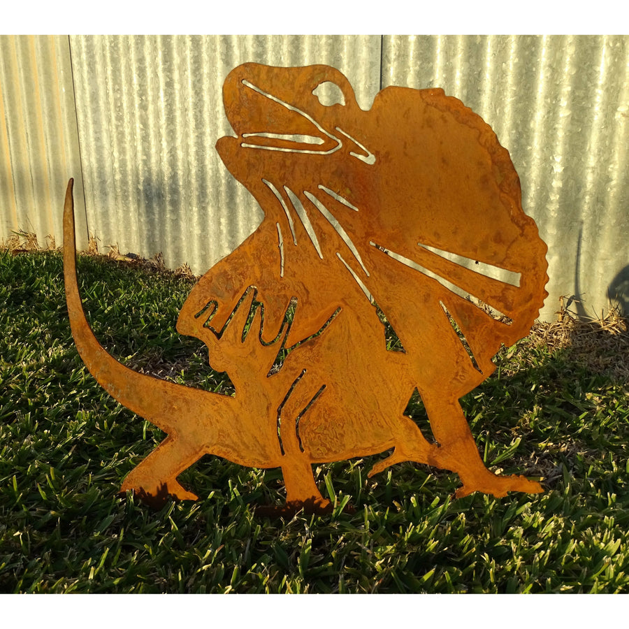 Frill-Necked Lizard Metal Garden Art-Old n Dazed