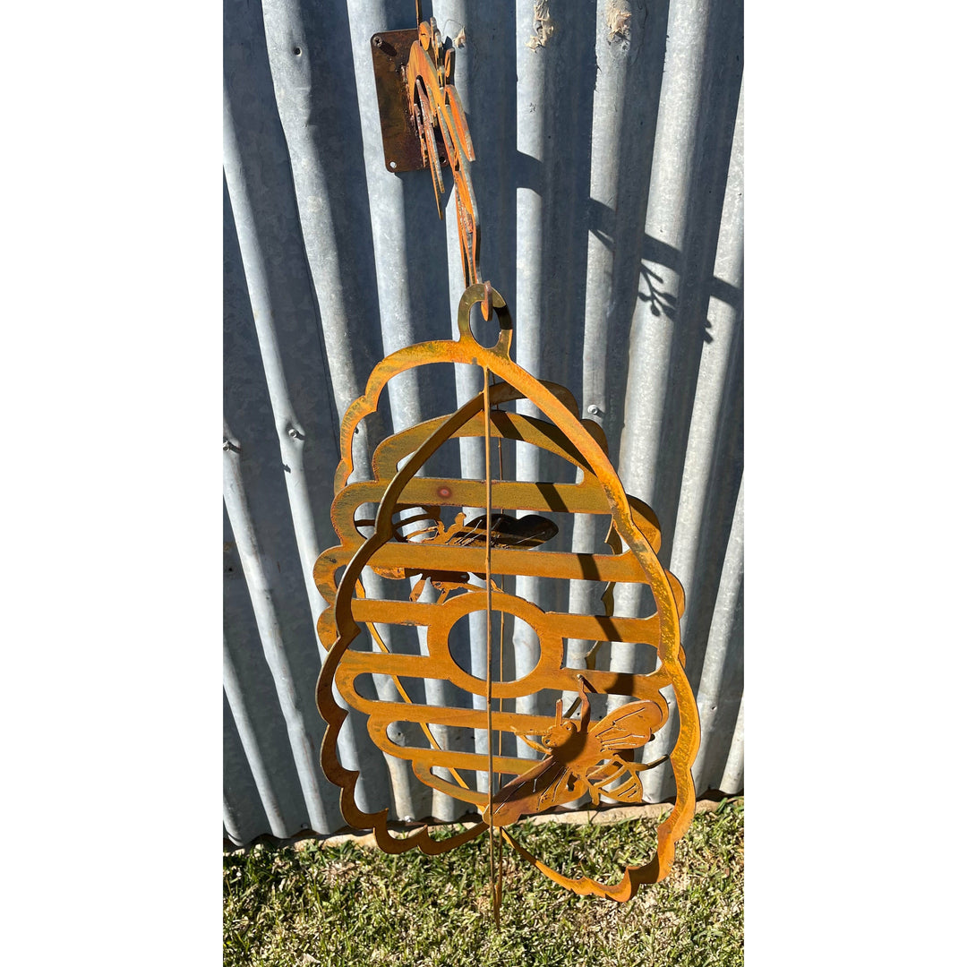 Hanging Bee Hive and Bees Metal Garden Art Beehive-Old n Dazed