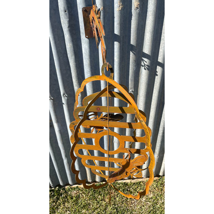 Hanging Bee Hive and Bees Metal Garden Art Beehive-Old n Dazed