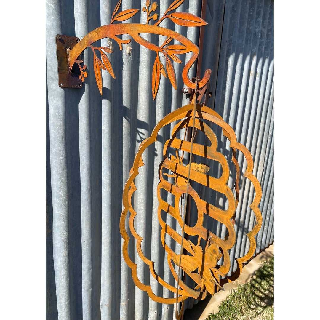 Hanging Bee Hive and Bees Metal Garden Art Beehive-Old n Dazed