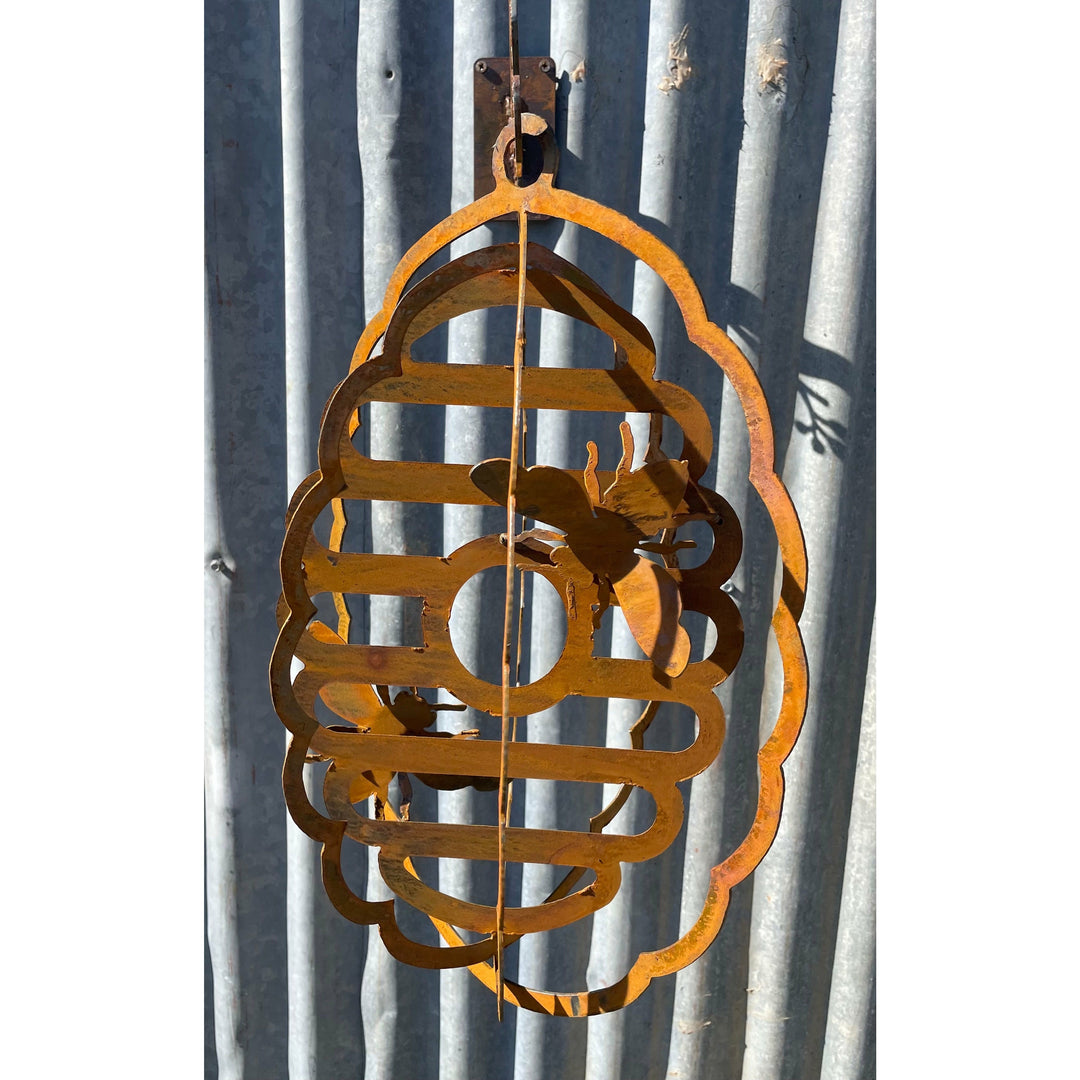 Hanging Bee Hive and Bees Metal Garden Art Beehive-Old n Dazed