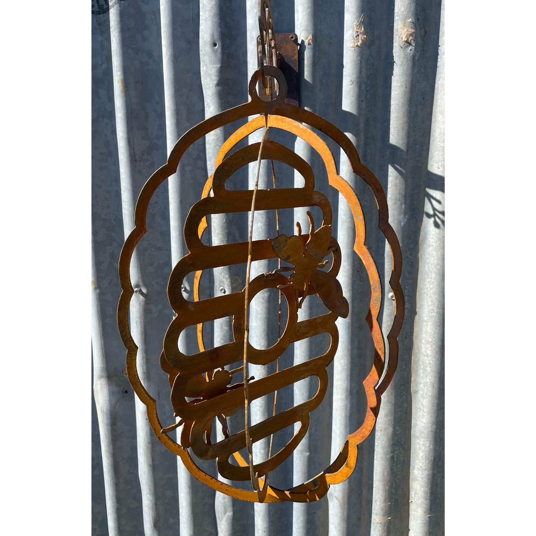 Hanging Bee Hive and Bees Metal Garden Art Beehive-Old n Dazed