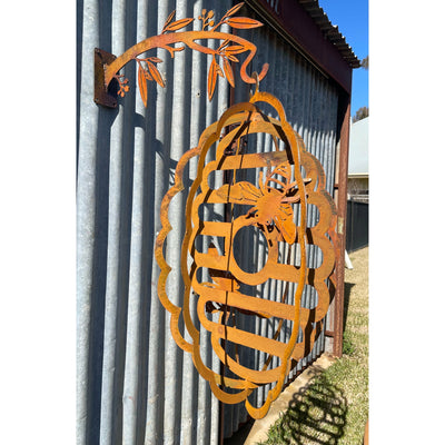 Hanging Bee Hive and Bees Metal Garden Art Beehive-Old n Dazed