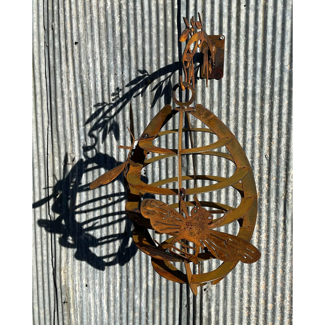 Hanging Beehive and Bees Bee Hive Metal Garden Art-Old n Dazed