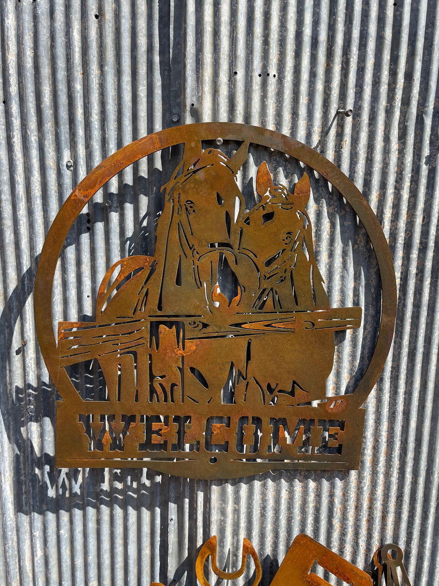 Horse Welcome Sign - Metal Wall Art - Address Sign-Old n Dazed