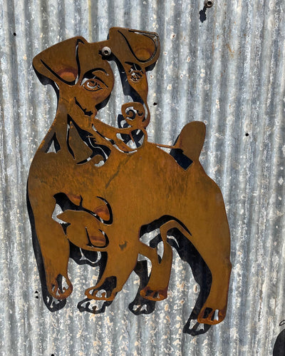 Jack Russel Dog Metal Wall Art - Garden Art-Old n Dazed