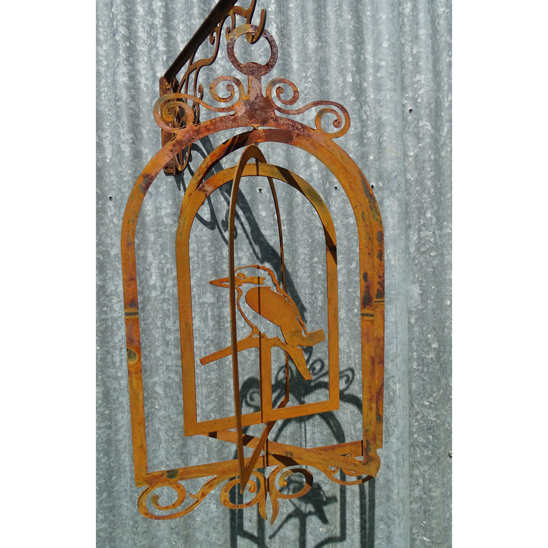 Kookaburra Birdcage Metal Garden Art-Old n Dazed