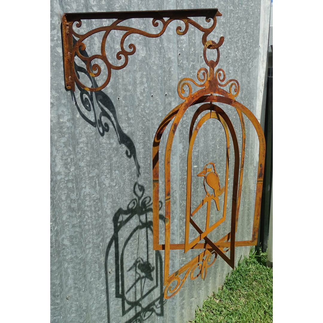 Kookaburra Birdcage Metal Garden Art-Old n Dazed