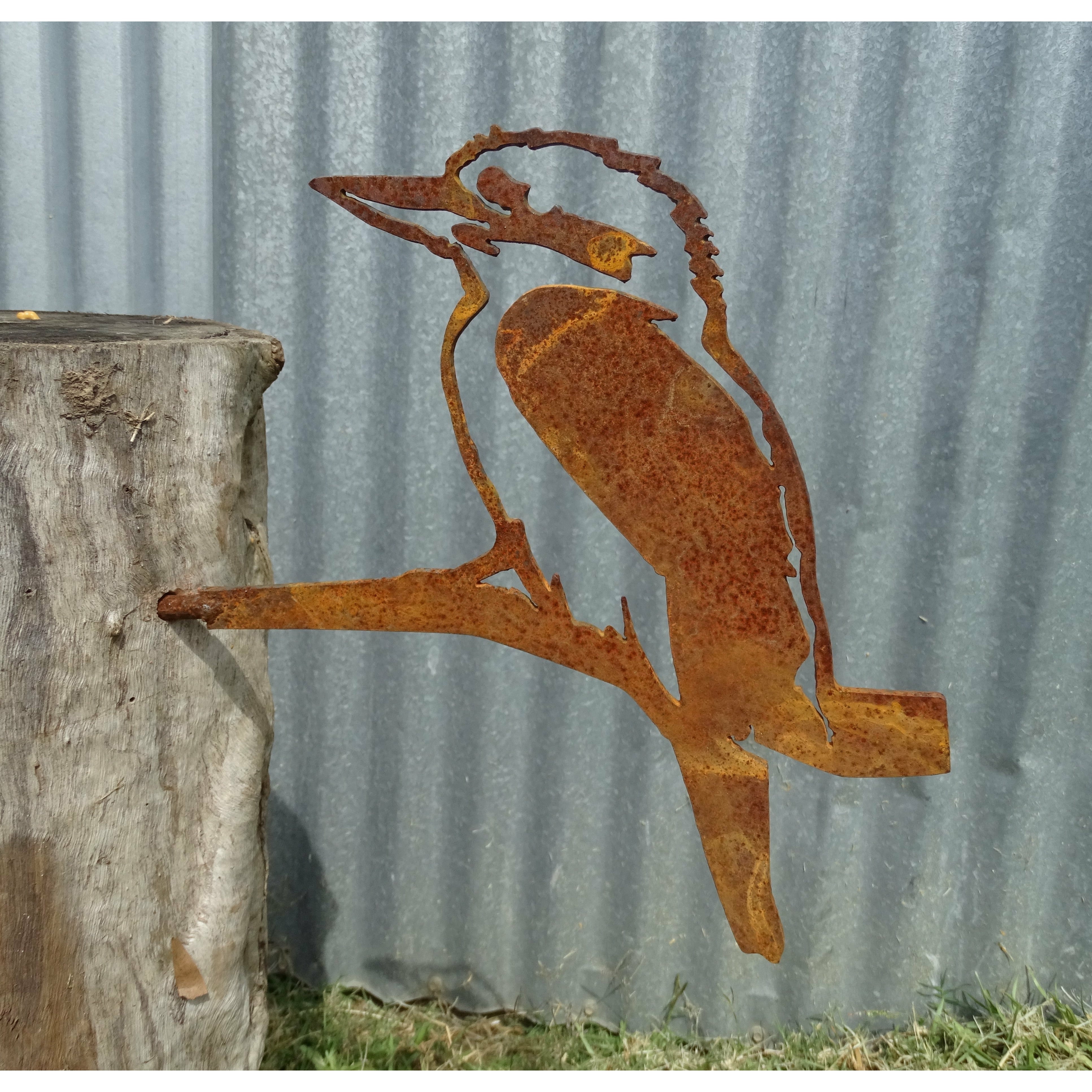 Kookaburra Metal Bird Tree Spike Old n Dazed