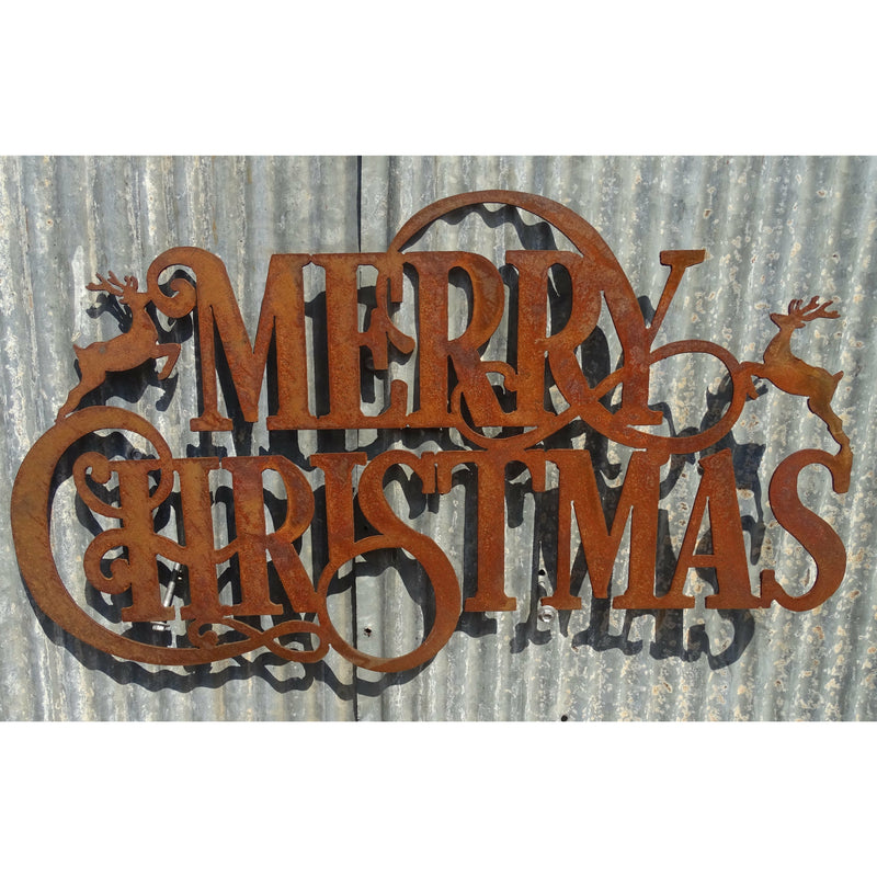 Merry Christmas Sign Metal Wall Art-Old n Dazed