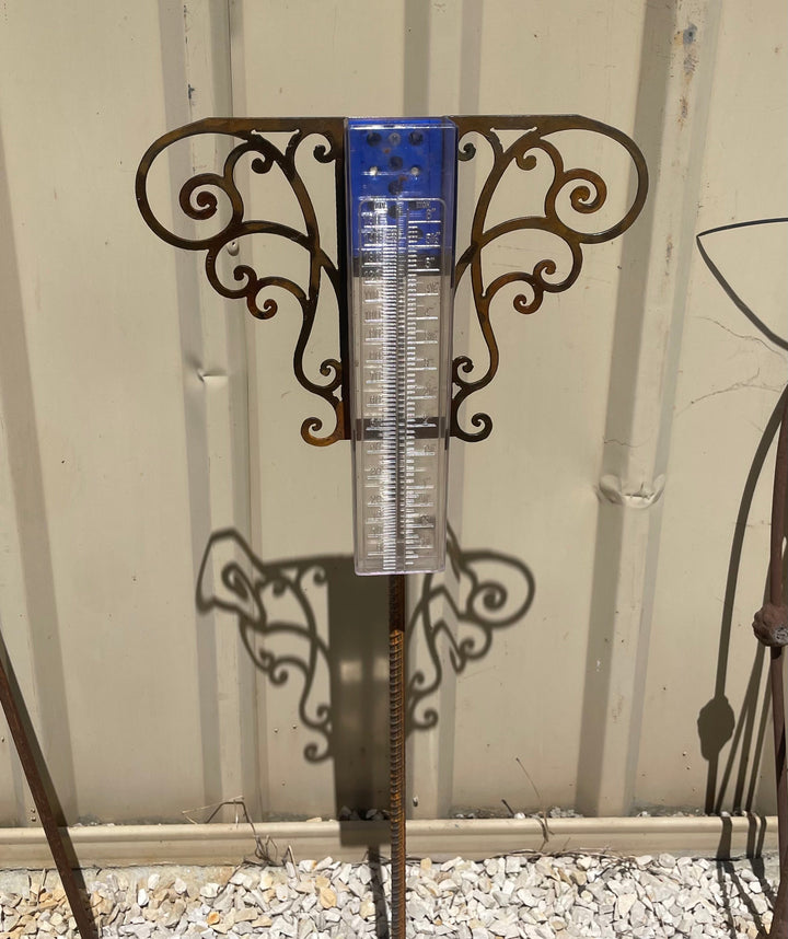 Metal Rain Gauge With Decorative Scroll-Old n Dazed