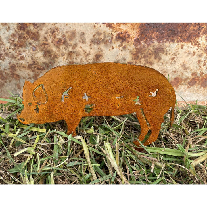 Pig small Metal garden spike-Old n Dazed